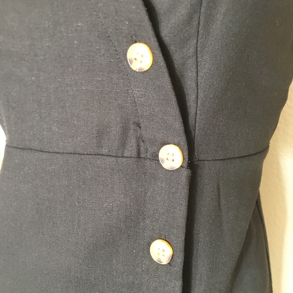 Spaghetti Strap Linen Black Midi Dress - Picture 11 of 12